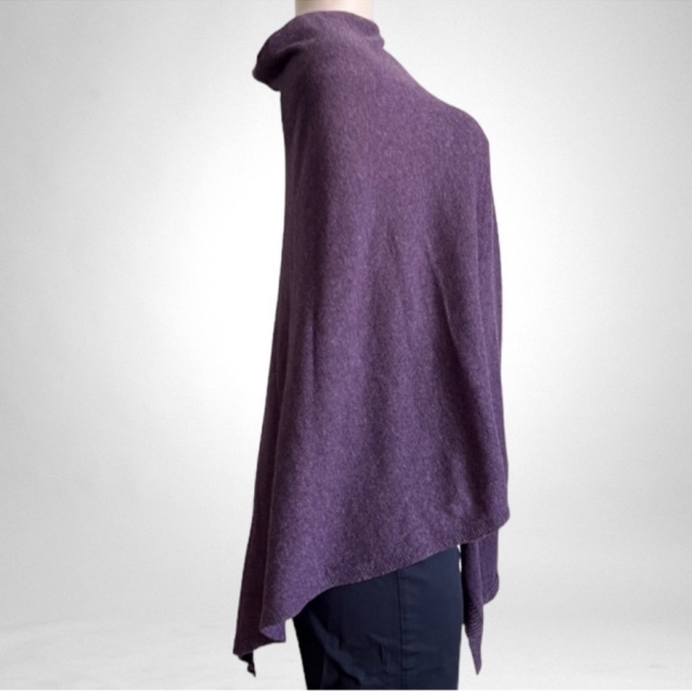 Italian Wool Cashmere Blend Poncho Purple SZ OSFM - Picture 2 of 8